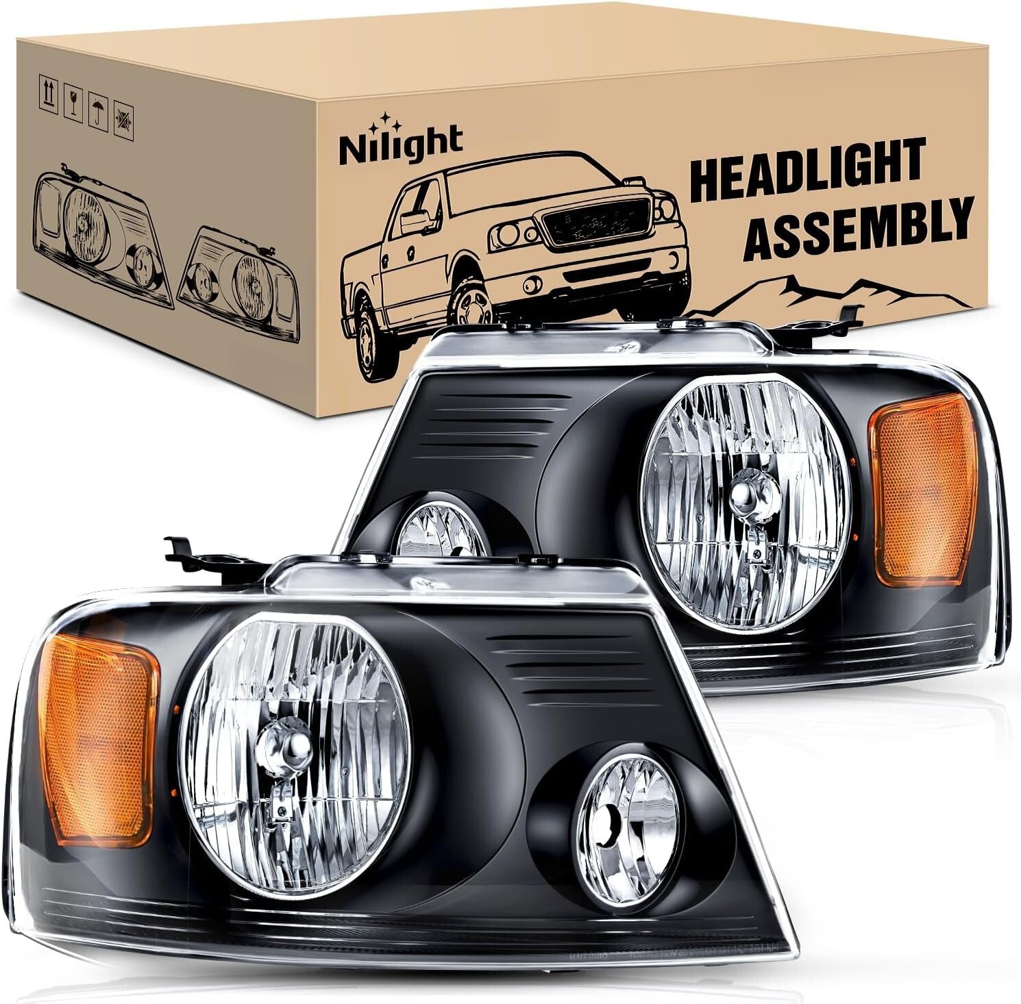 DOT Compliant 2004-2008 F150 Headlight Assembly - Easy Installation & Waterproof