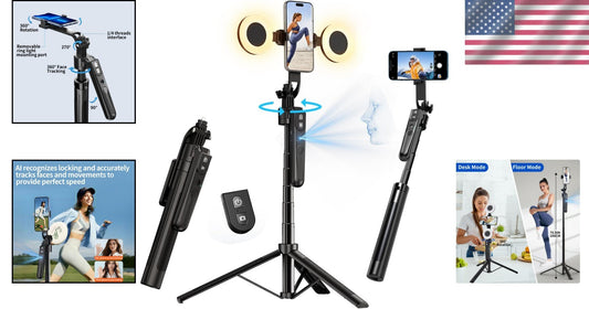 Extendable 360° Face Tracking Tripod with Light for Vlog & Live Streaming