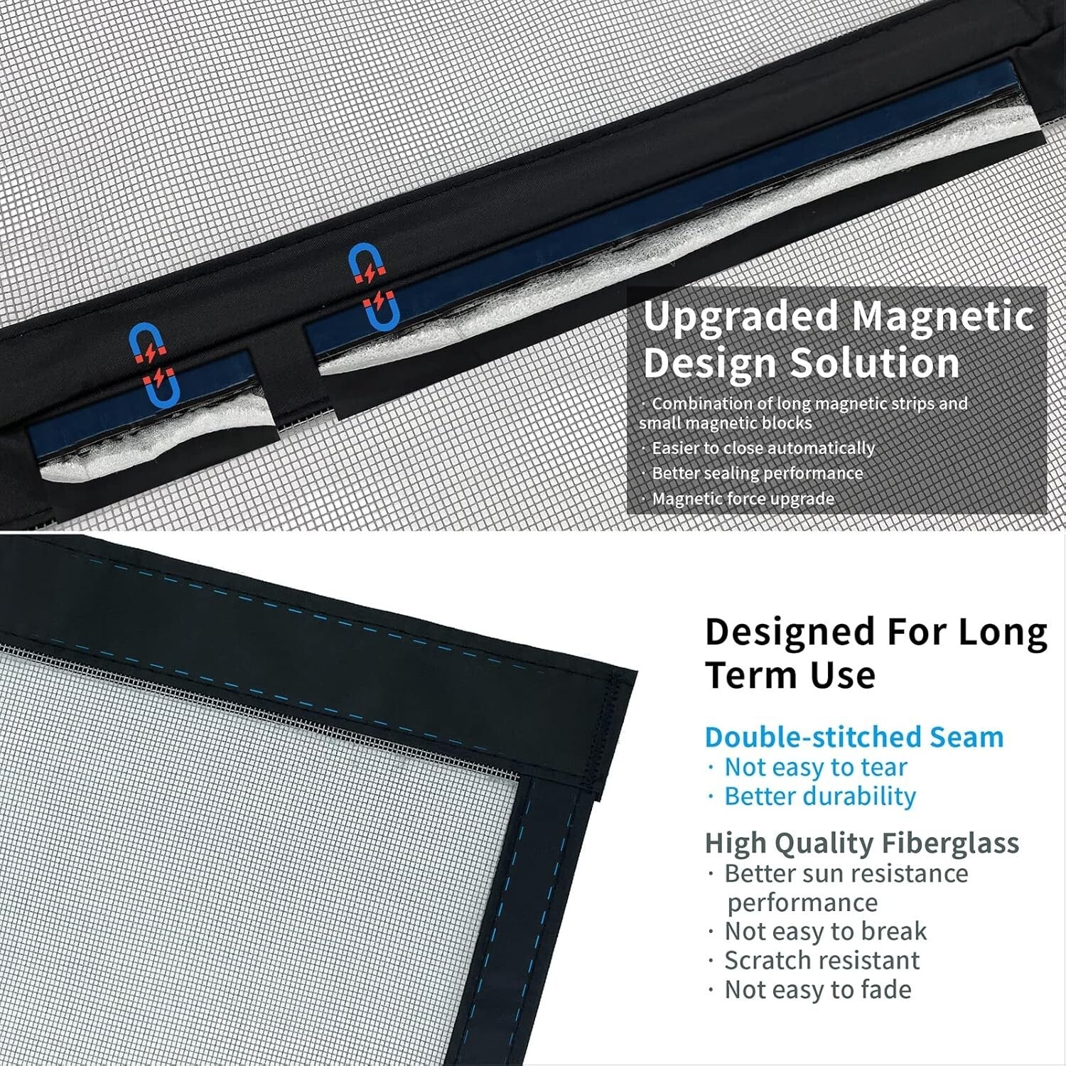 Heavy-Duty Magnetic Screen Door 82 x 97.6 Inch - Pet & Kid Friendly Design