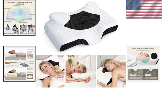 Adjustable Cervical Memory Foam Pillow for Neck Pain Relief & Cooling Comfort