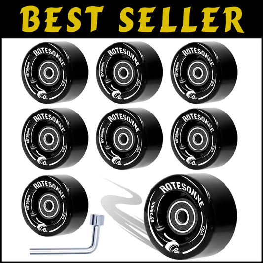 Enhanced 65mm Roller Skate Wheels with Shock Absorption and Bearings Included