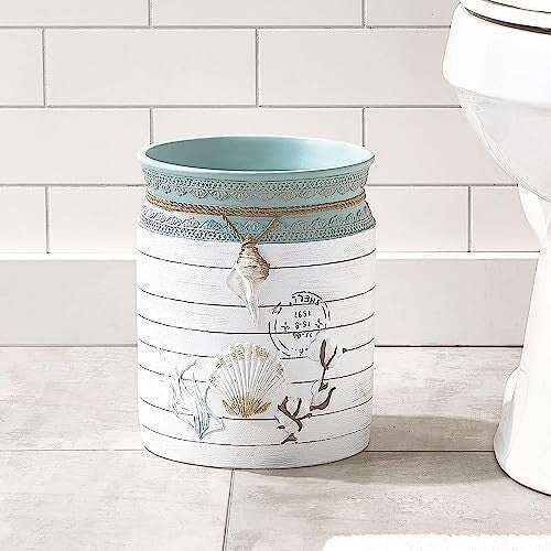 Chic Open-Top Decorative Trash Can - Farmhouse Shell Design for Home/Office
