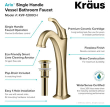 Load image into Gallery viewer, Elegant Brushed Gold Tall Vessel Bathroom Faucet with Pop-Up Drain Included