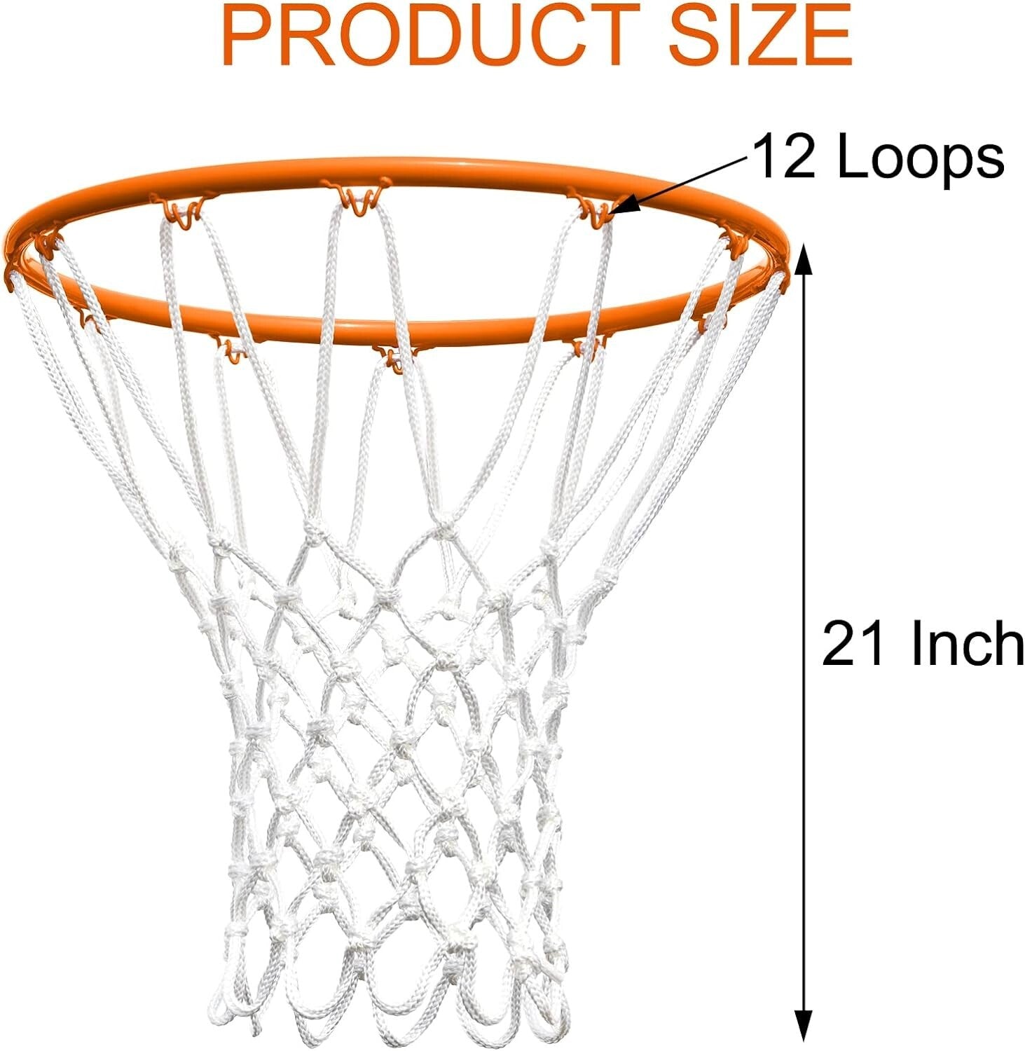 Durable Polyester Basketball Net Replacement - 6 Pcs for 21" Indoor/Outdoor Use