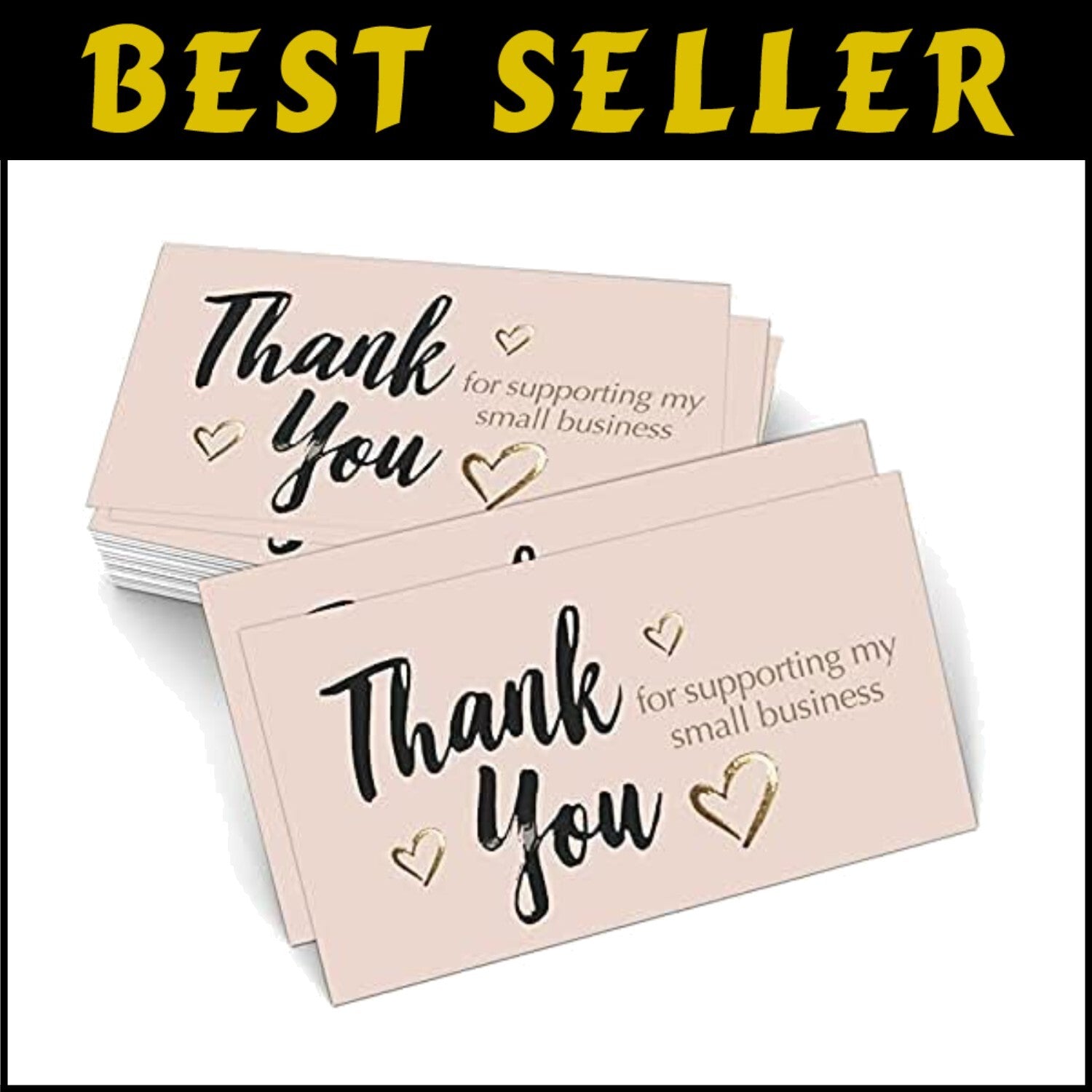 Personalized Thank You Cards - Gold Foil 600 Pack, Ideal for Small Businesses