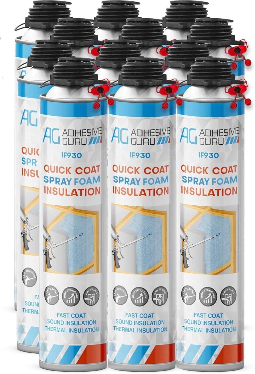 12-Pack Heat Insulation Spray Foam - Fast Curing Polyurethane for All Projects