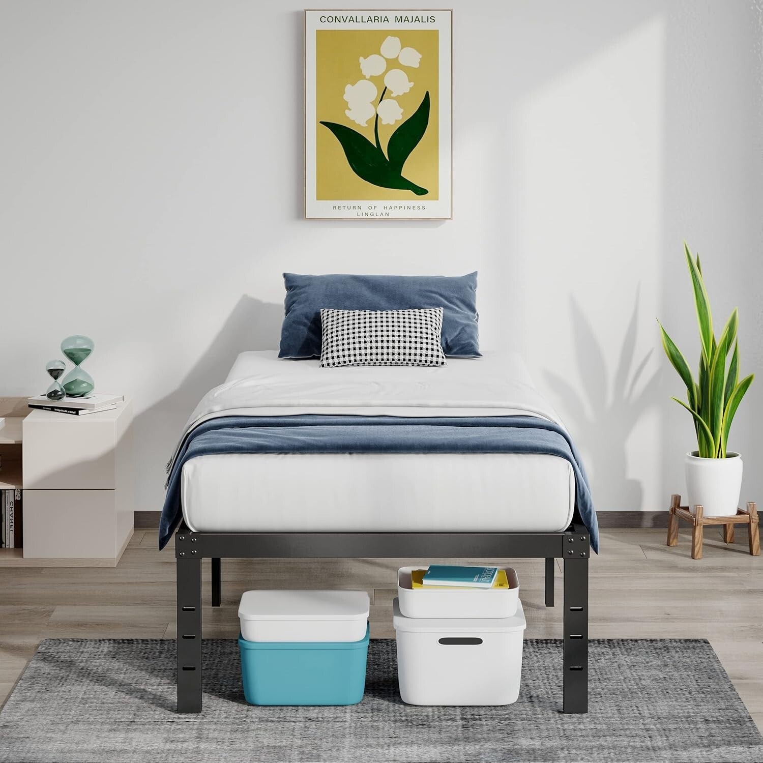 Durable 18-Inch Twin Platform Bed Frame - Supports Up To 800 lbs, Sleek Design