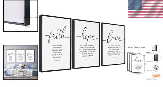 3-Piece Serenity Prayer Large Canvas Wall Art - Inspirational Christian Decor
