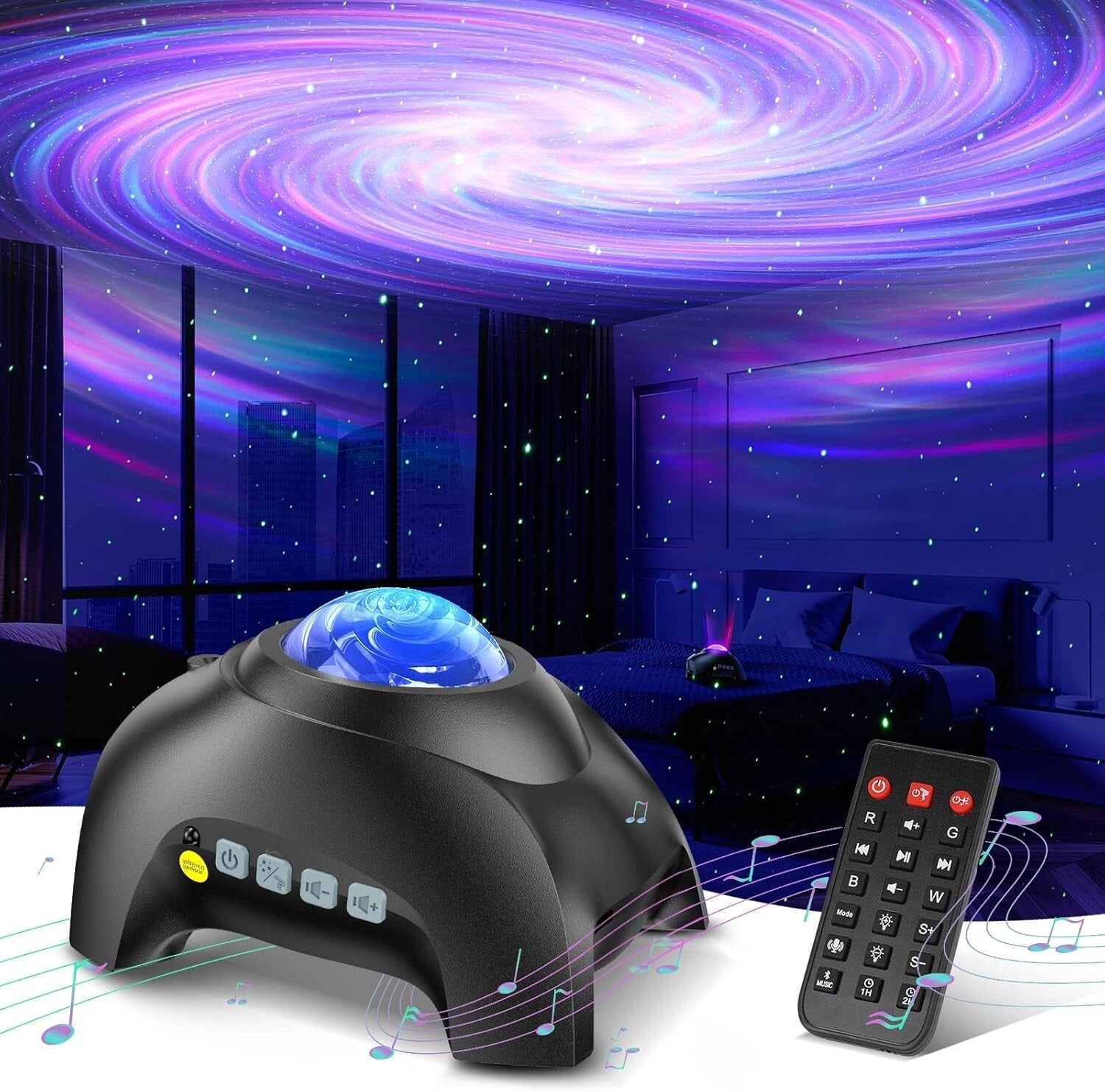 Bluetooth Galaxy Light Projector with 33 Modes & Remote Control for Home Decor