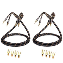 Load image into Gallery viewer, High-Purity Copper Speaker Cable 4.9ft with Gold-Plated Banana &amp; Spade Plugs