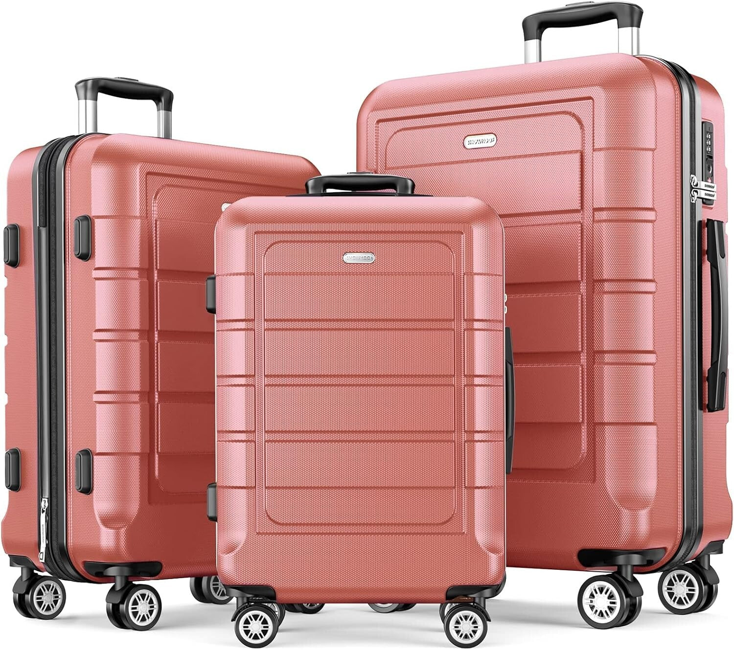 Lightweight Expandable Luggage Set with TSA Lock - Elegant Rose Gold Collection