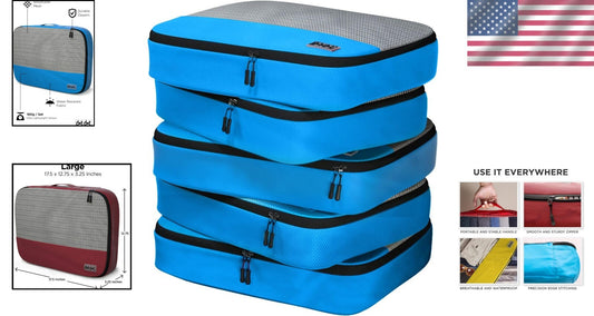 Stylish Blue Packing Cubes - Space-Saving Organizers for Convenient Travel