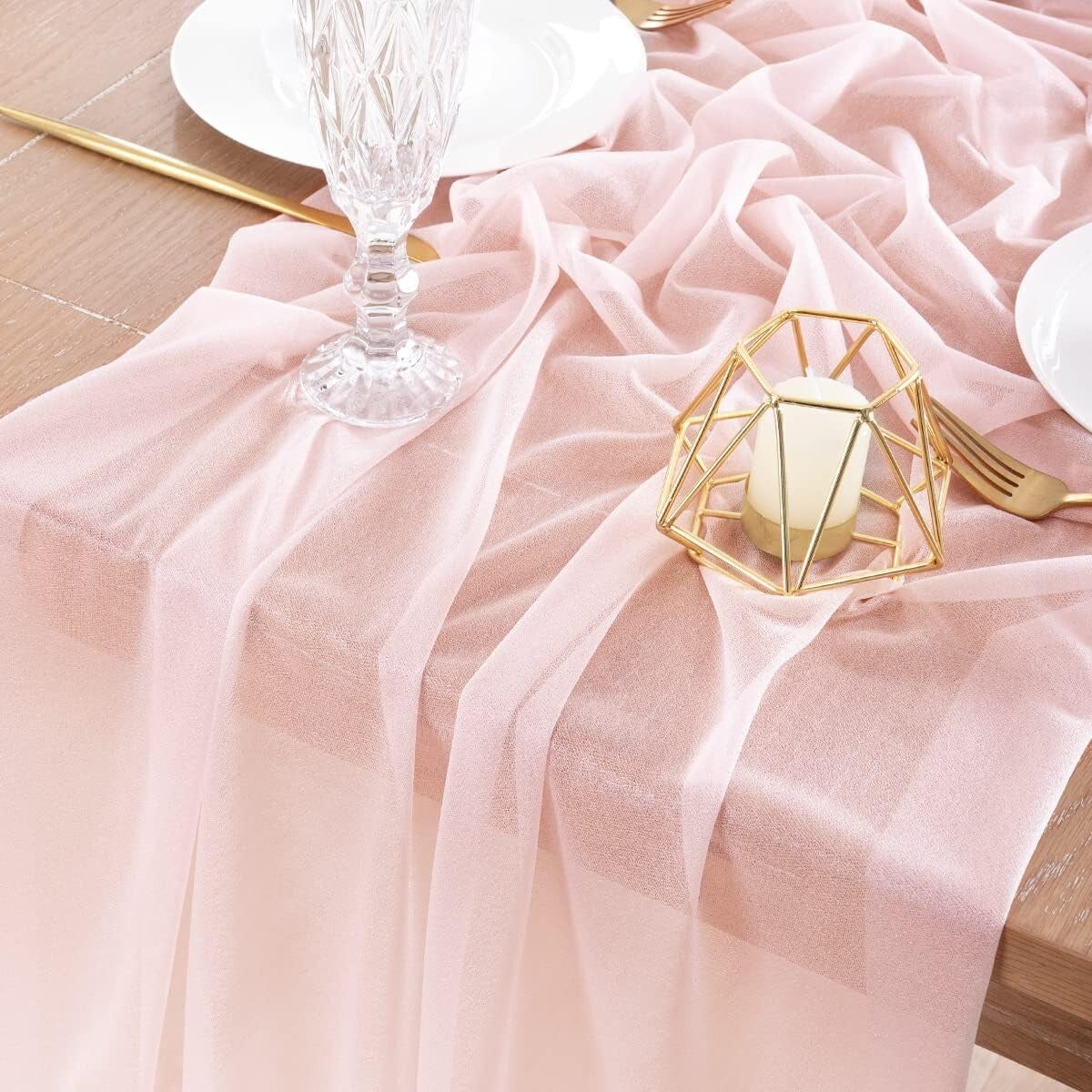 10ft Blush Pink Soft Gauze Table Runners - Ideal for Parties & Celebrations