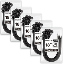 Load image into Gallery viewer, Black 18 Inch Zip Ties 250 Pack - Ultimate Strength, Indoor/Outdoor Use