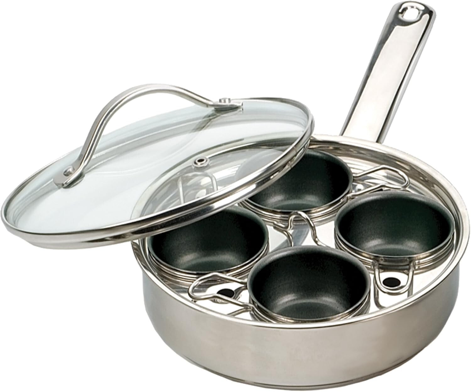 Perfectly Poached Eggs in Minutes - Stainless Steel Egg Poacher Set for 4