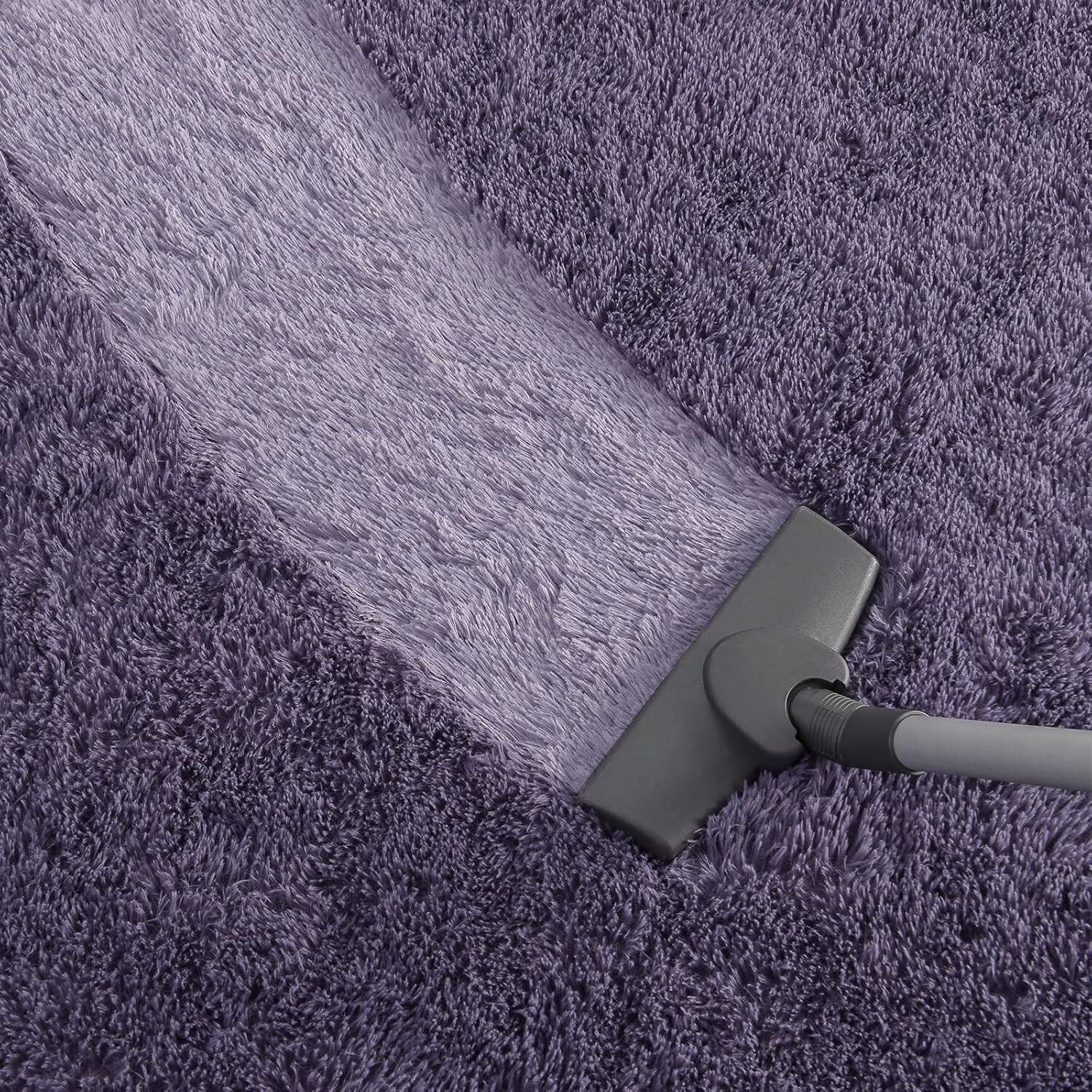 Fluffy 10x12 Gray Purple Area Rug - Non-Slip Carpet for Living Room & Bedroom