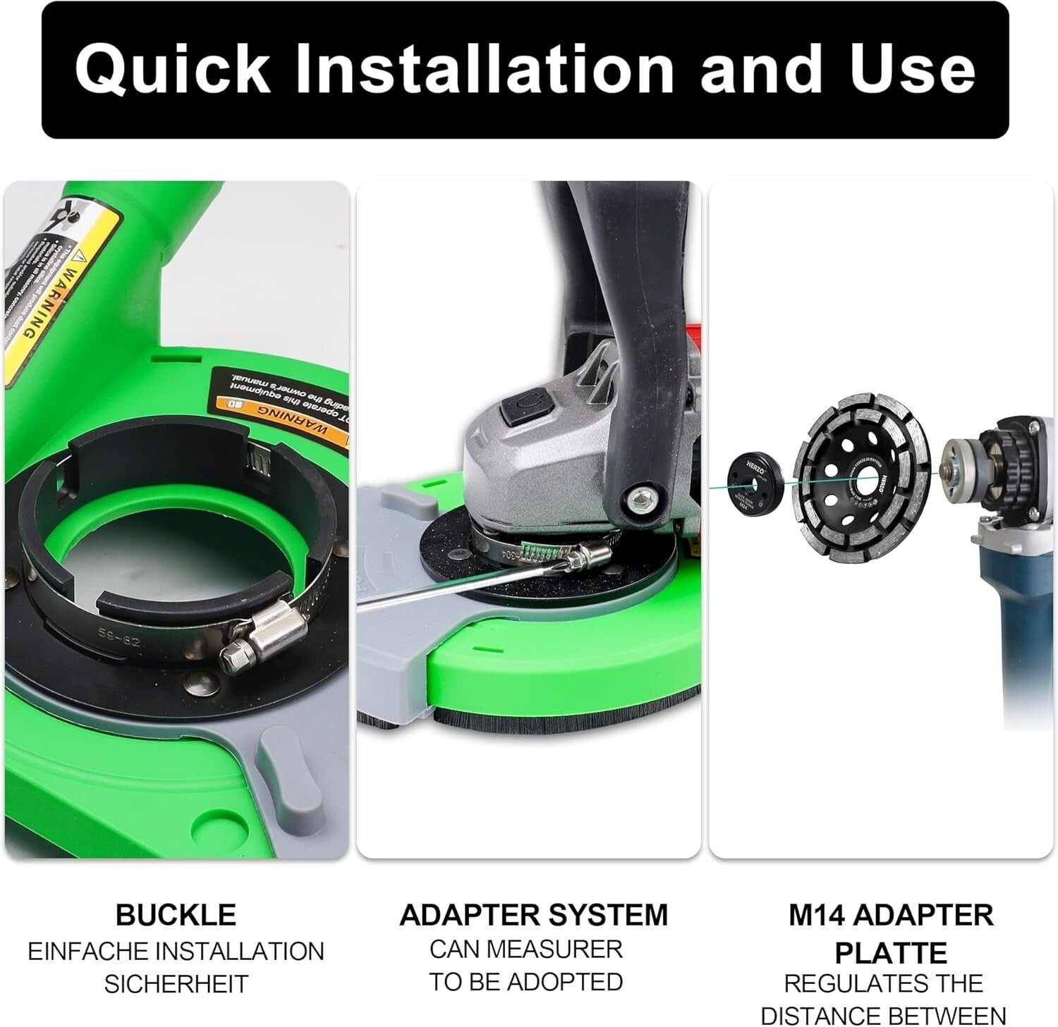 Universal Angle Grinder Dust Shroud & 5-Inch Diamond Grinding Cup for Clean Cuts