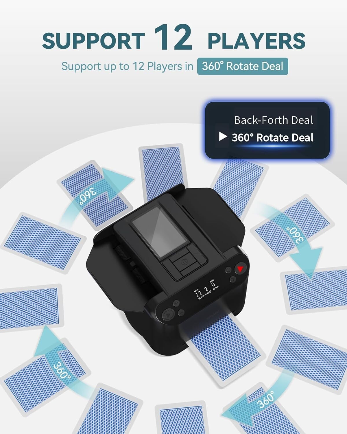 Quiet 2-in-1 Card Shuffler & Dealer with Remotes - Rechargeable for Endless Fun