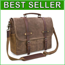 Load image into Gallery viewer, Large Capacity Messenger Bag with 9 Pockets - Waterproof Leather Laptop Carrier