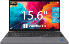 Load image into Gallery viewer, Ultra-Thin 15.6'' Laptop with Fast Performance, 12GB RAM &amp; 512GB Storage - Gray