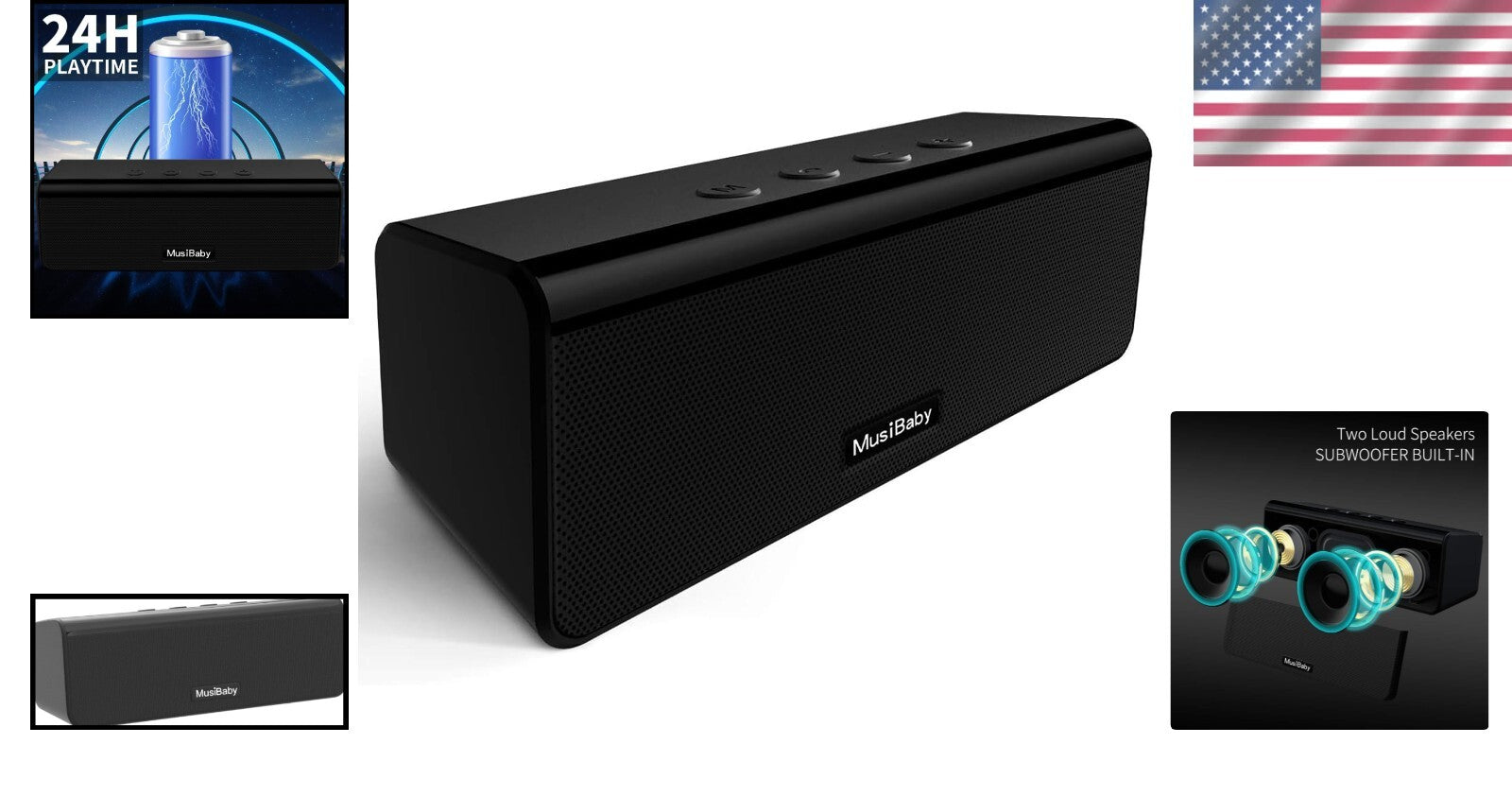 Rugged Waterproof Wireless Speaker with 360 Stereo Sound for Indoor/Outdoor Use