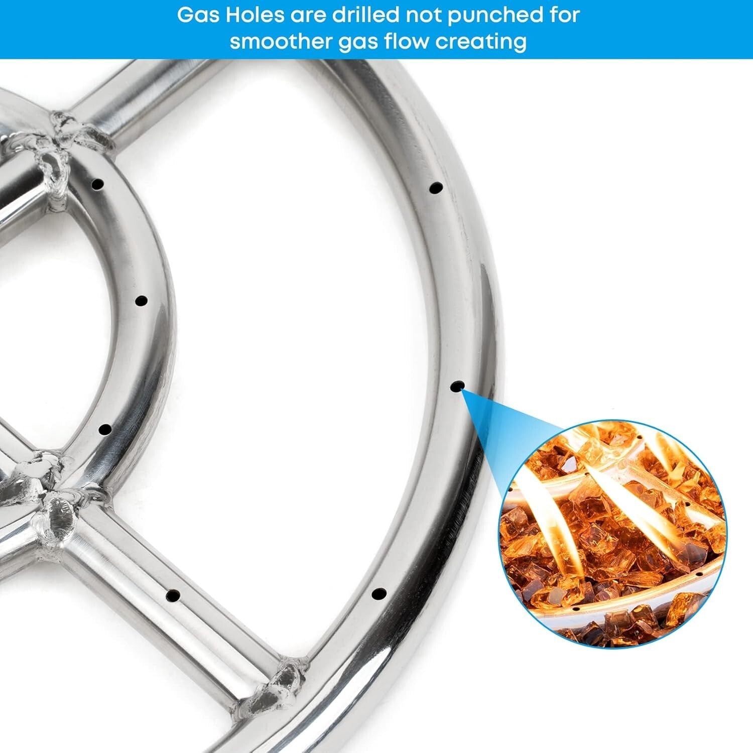 Premium 304 Stainless Steel Round Fire Ring - 443,000 BTU for Outdoor Enjoyment