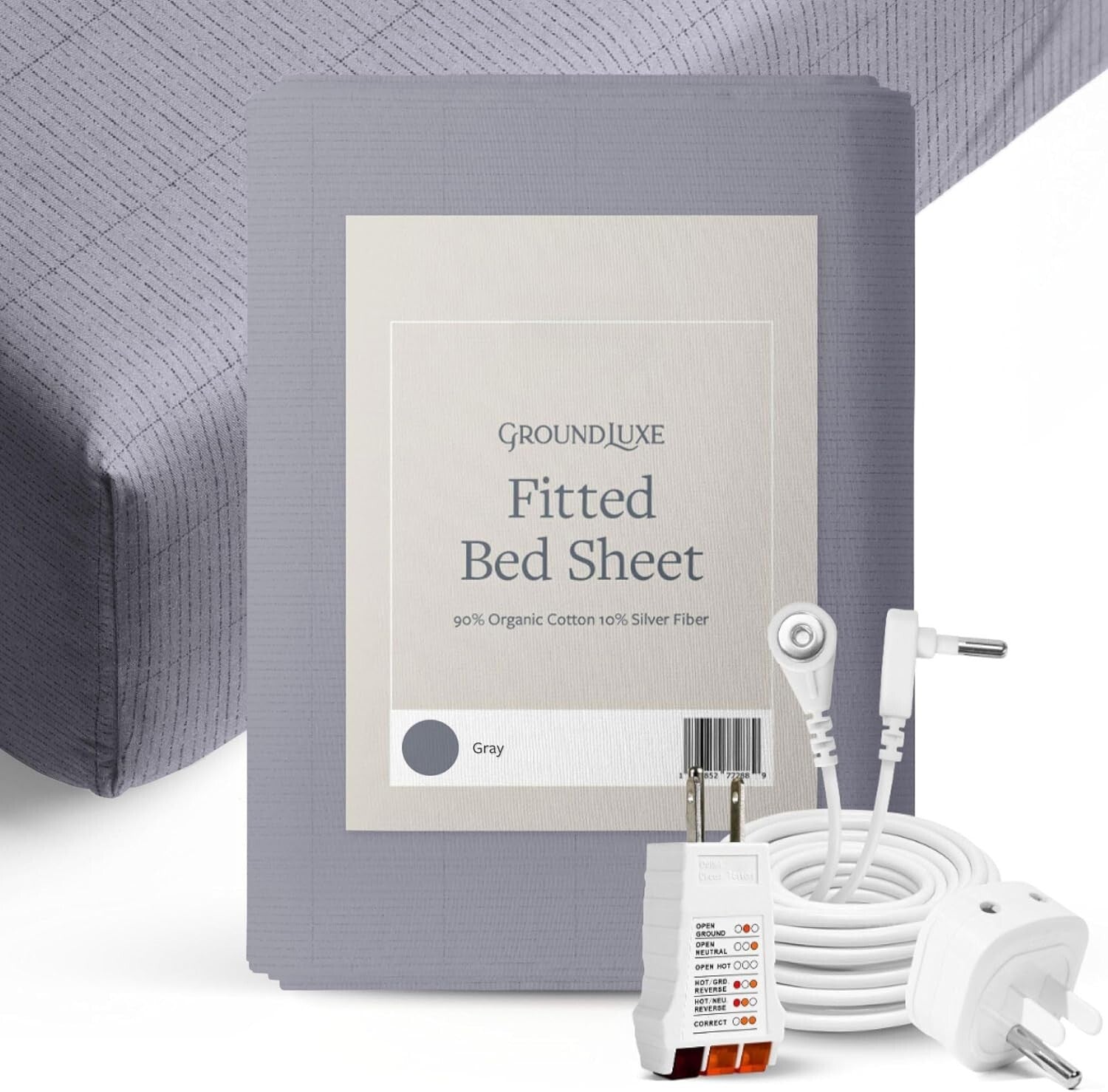 Soft King Size Grounding Sheet in Gray - 10% Silver Fiber for Enhanced Sleep