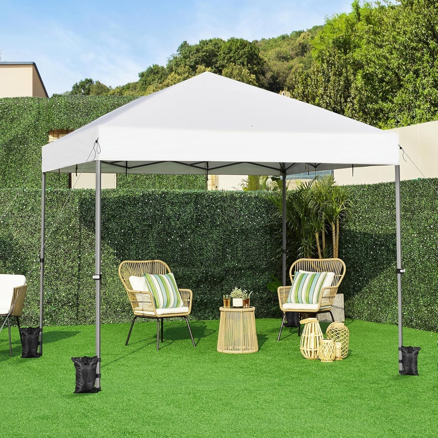 Instant 12x12 Gazebo Canopy with Roller Bag & Four Sandbags for Convenient Setup