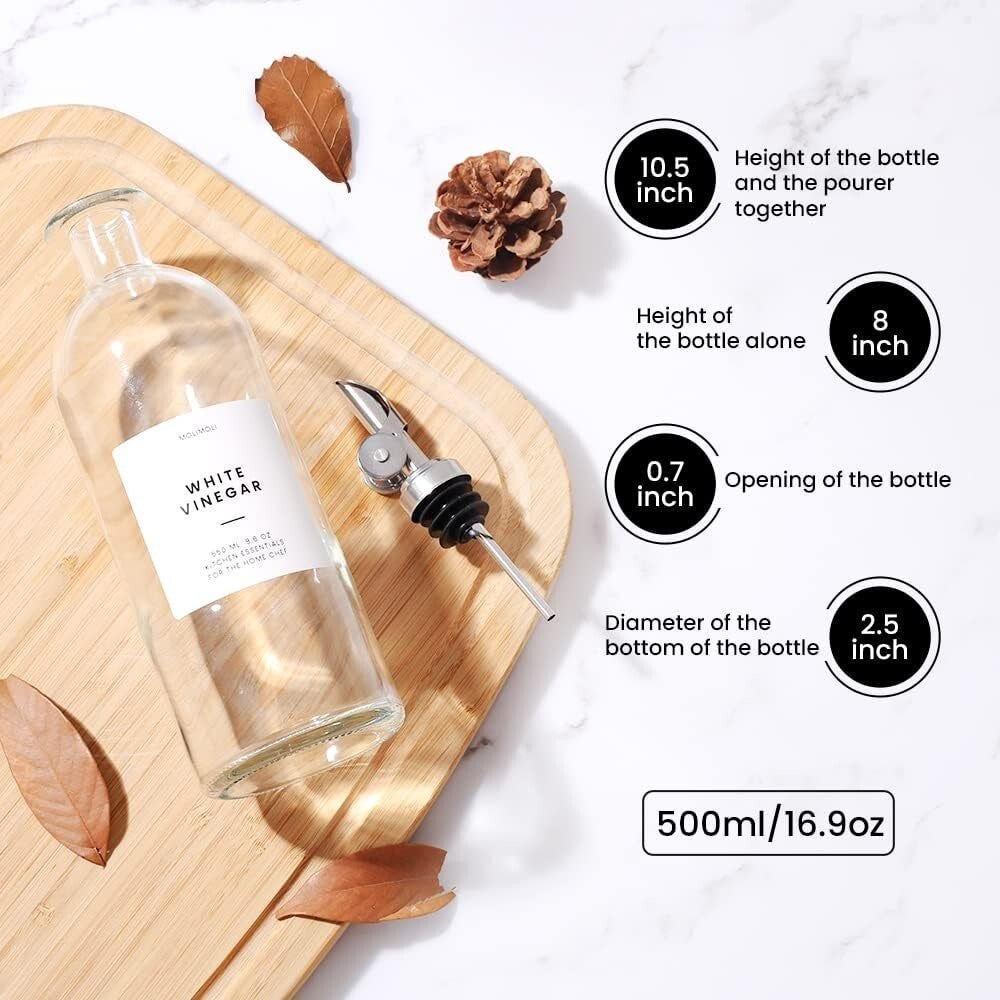Elegant 500ml Glass Oil Dispenser Set with Leak-proof Weighted Pourers