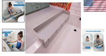 Load image into Gallery viewer, Gray Bath Toy Holder Splash Guard - 3 Ft Play Shelf with Water Barrier