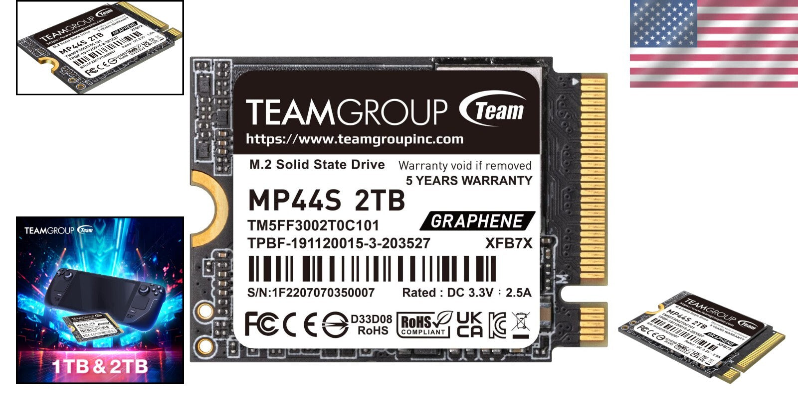 2TB M.2 NVMe SSD with Graphene Heat Dissipation - Ideal for Steam Deck & Laptops