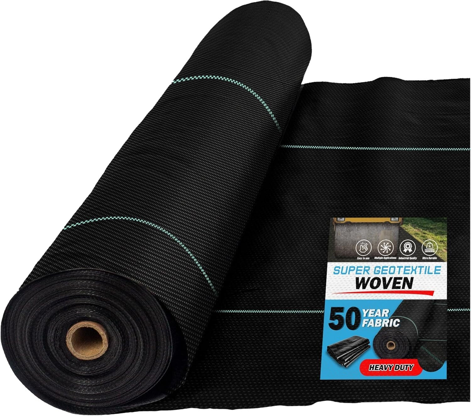 Heavy-Duty 4 oz Woven Geotextile Fabric - 50 Year Driveway Stabilization, 6x250