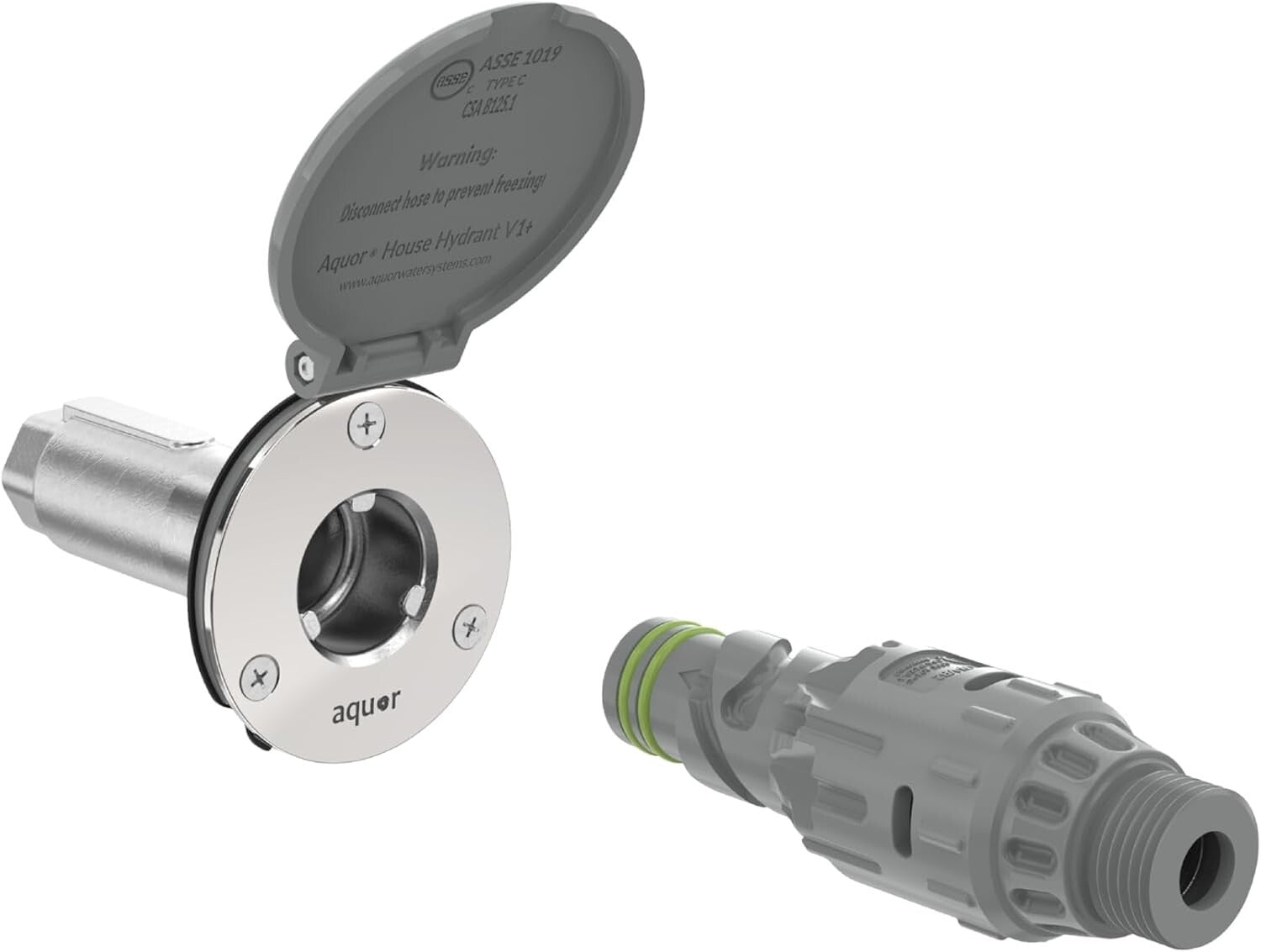 Frost-Free House Hydrant V1+ Outdoor Faucet - Slate Gray, Quick Connect Design