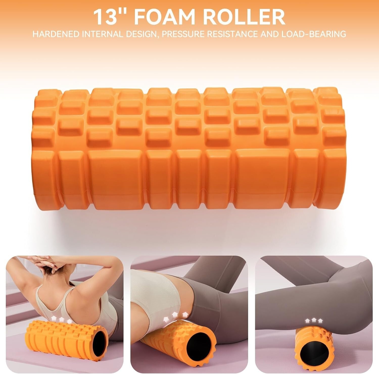 5-in-1 High-Density Foam Roller Set for Deep Tissue Muscle Relief - Orange/Black