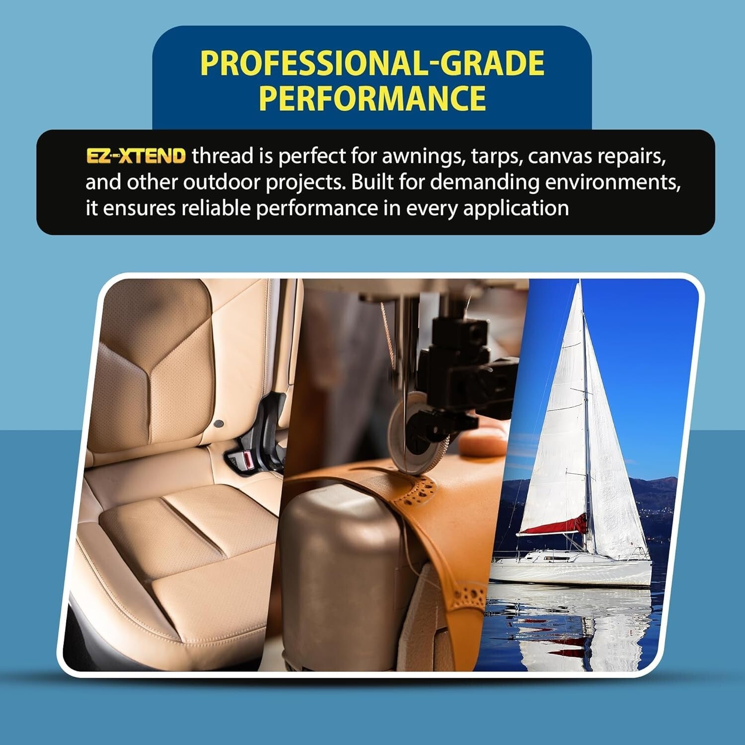 Waterproof Bonded Polyester Thread 8 oz - Heavy-Duty Sewing for Marine Awnings