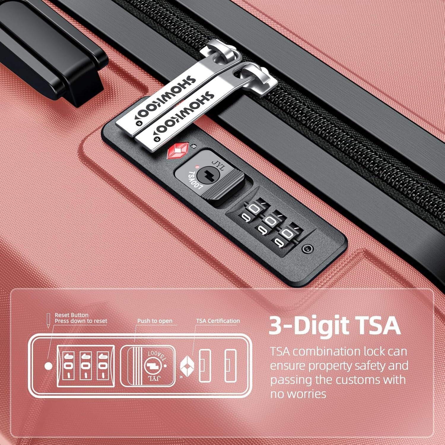 Lightweight Expandable Luggage Set with TSA Lock - Elegant Rose Gold Collection