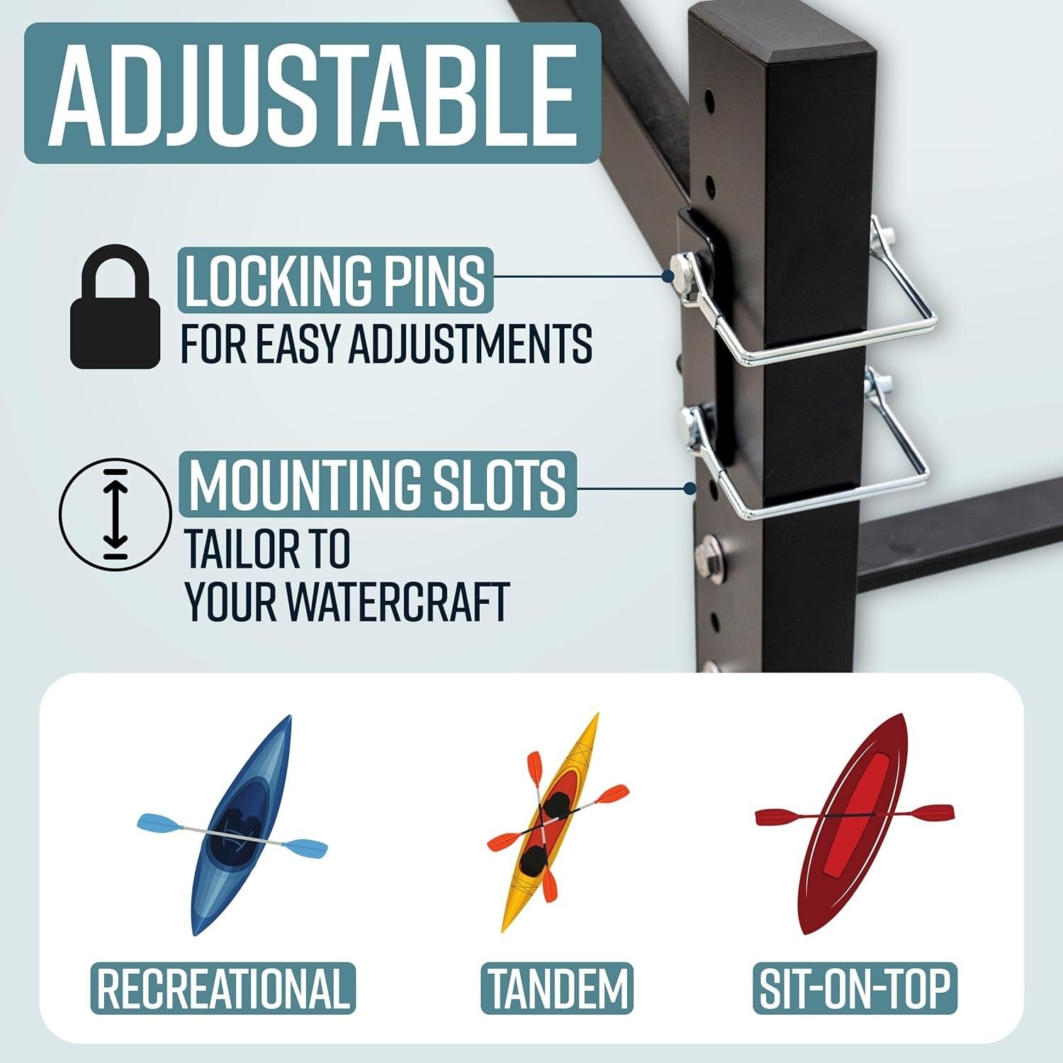 Industrial-Grade Freestanding Kayak Holder - 2 Levels, Easy Setup and Versatile