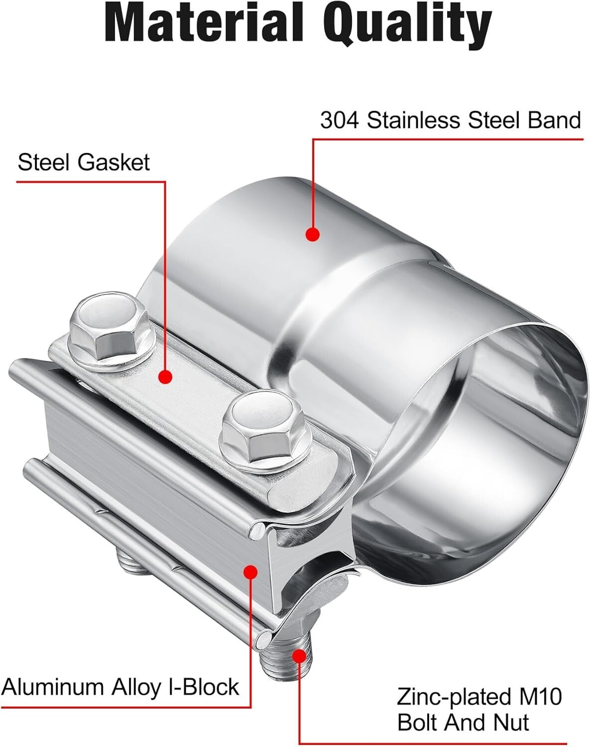 Heavy-Duty 2.25'' Exhaust Clamp - Effective for Pipes & Catalytic Converters