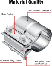 Load image into Gallery viewer, Heavy-Duty 2.25'' Exhaust Clamp - Effective for Pipes &amp; Catalytic Converters
