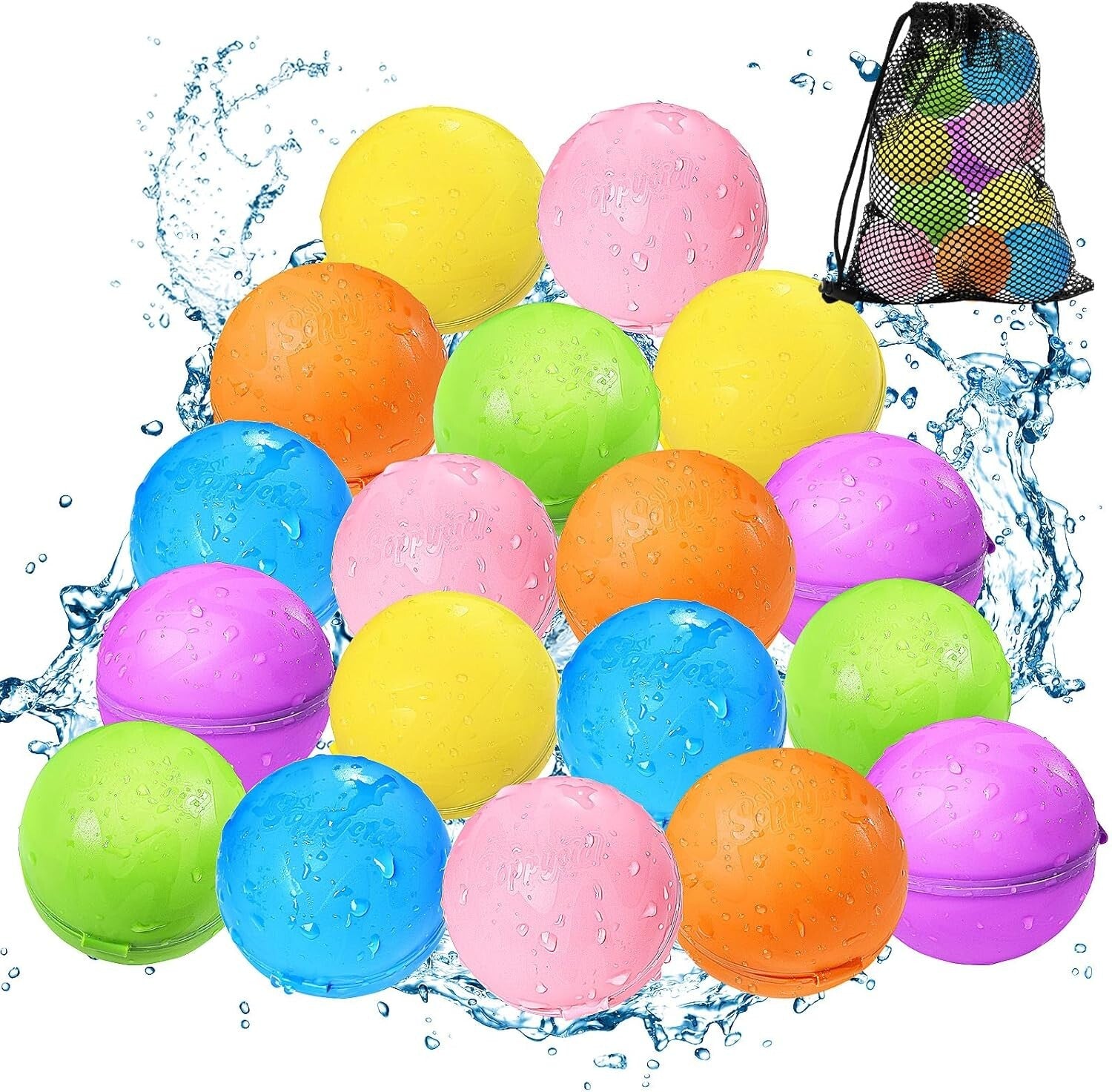 18-Pack Reusable Water Balloons with Easy Fill Technology - Summer Fun for Kids