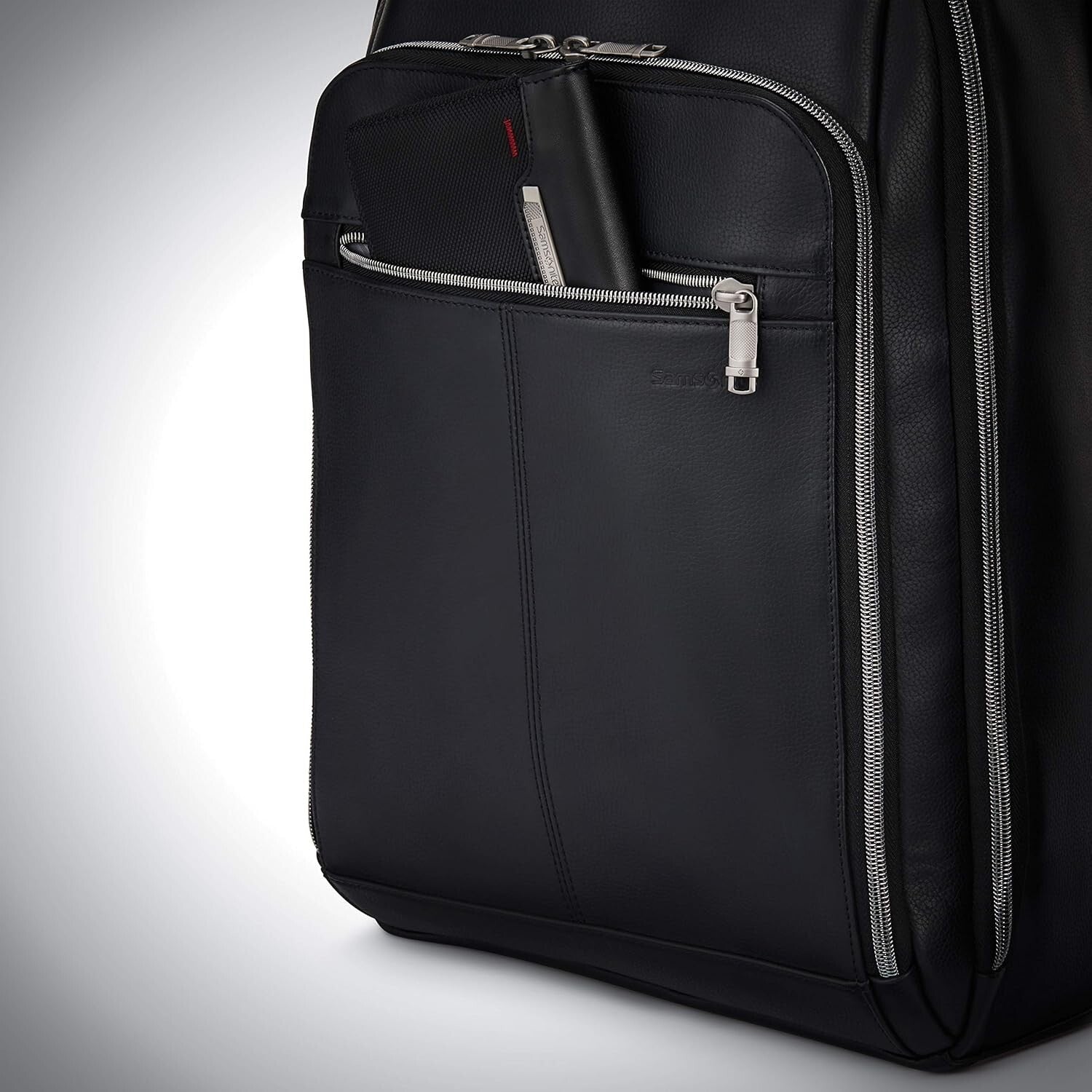 Classic Black Leather Laptop Backpack - Stylish & Spacious for Professionals