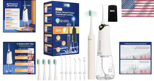 Complete Oral Care Set: 320ML Cordless Flosser & Advanced Electric Toothbrush