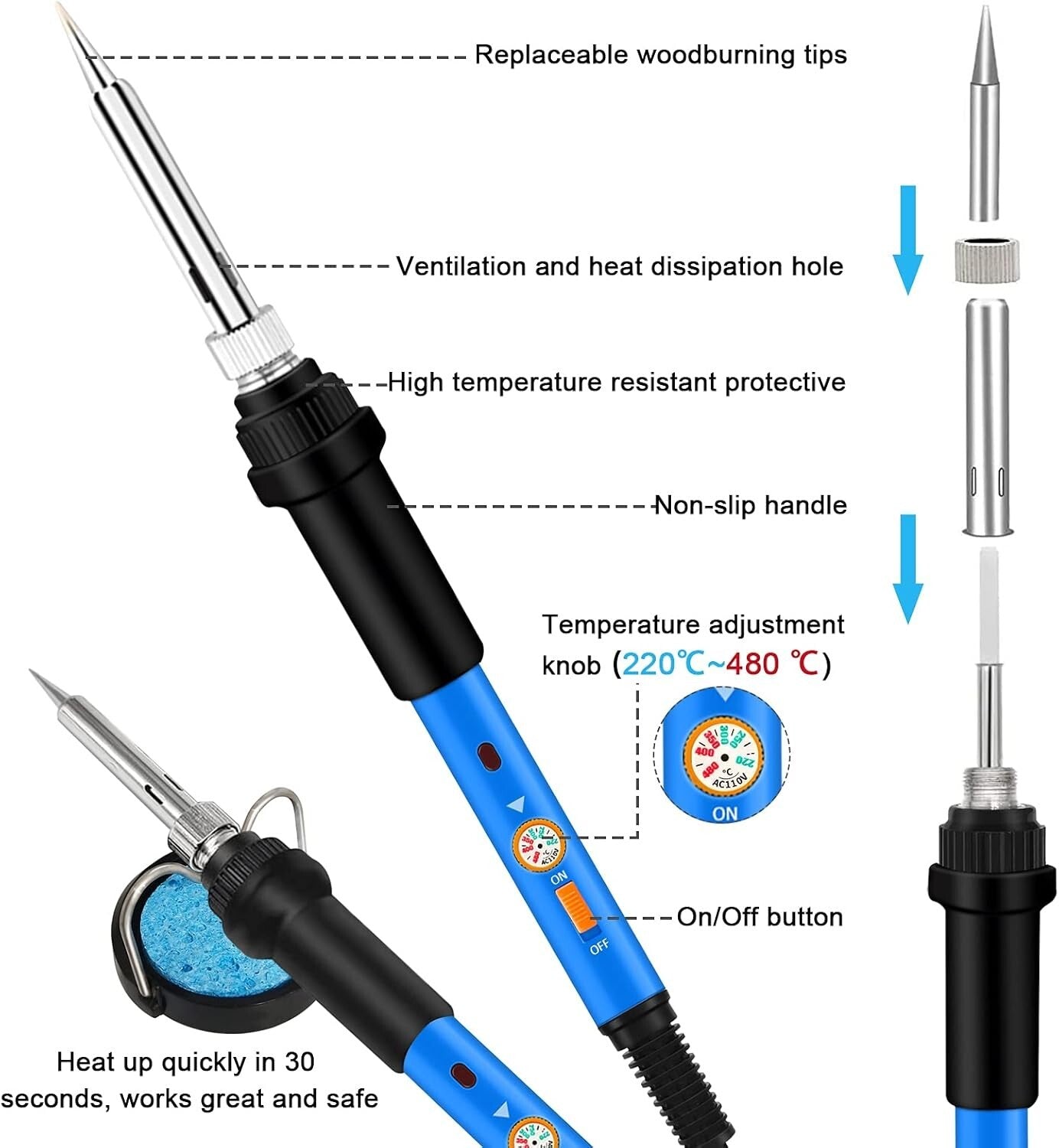 Professional 60W Pyrography Pen & Wood Burning Tools - Complete 116-Piece Set