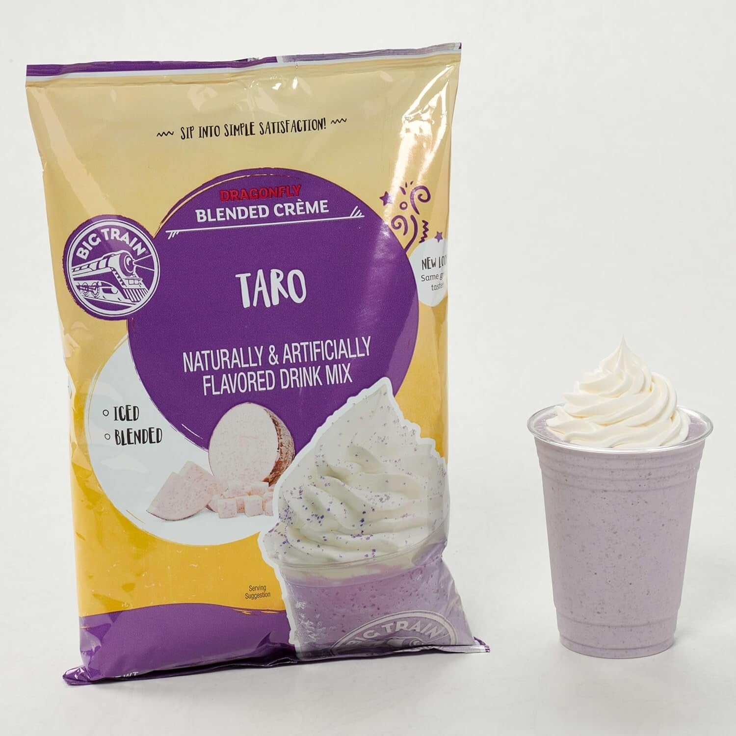 Dragonfly Taro Blended Crème Beverage Mix - 3.5 lb Pack for Instant Treats