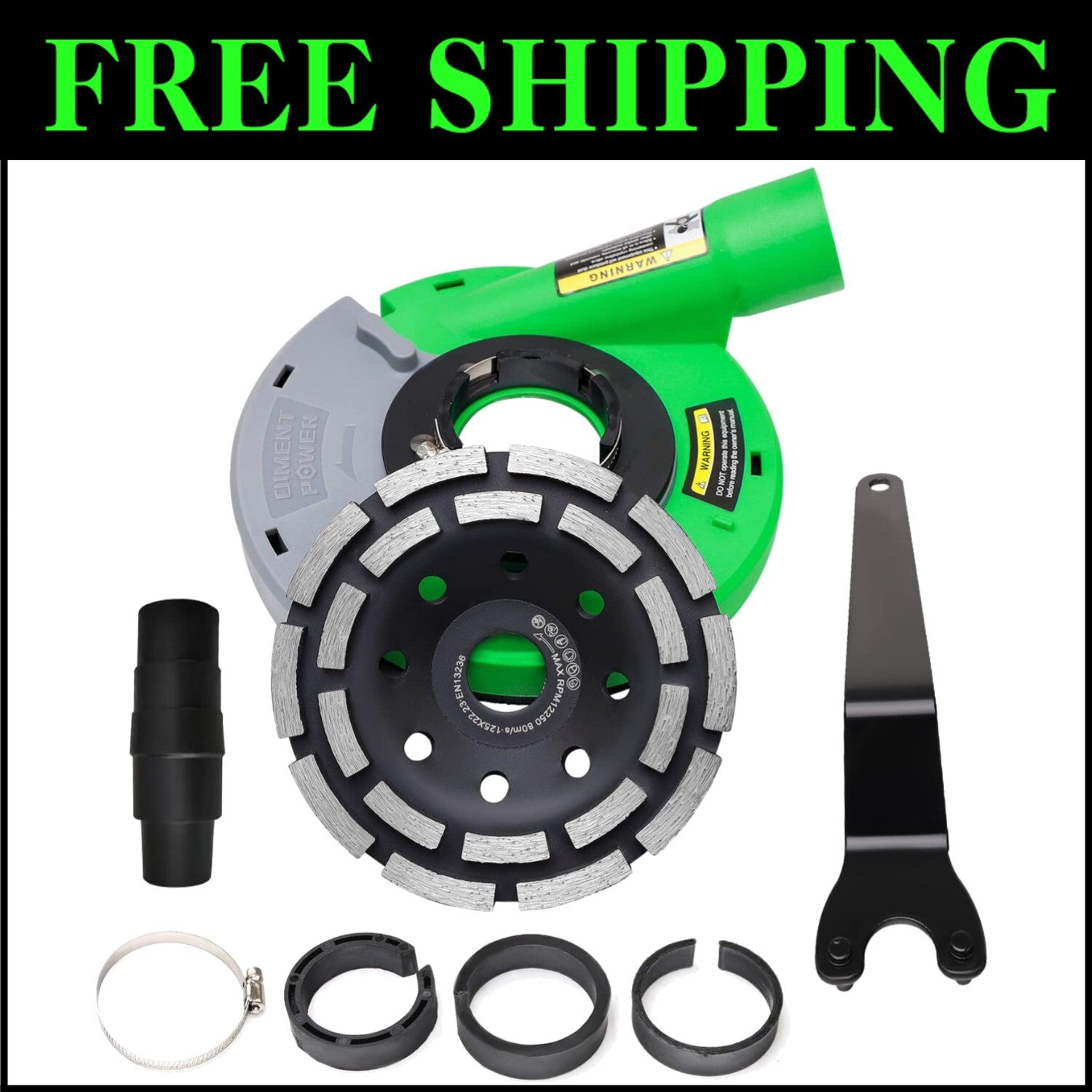 Universal Angle Grinder Dust Shroud & 5-Inch Diamond Grinding Cup for Clean Cuts