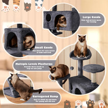 Load image into Gallery viewer, Durable 54-Inch Cat Tower with Plush Hideaways and Interactive Dangling Balls