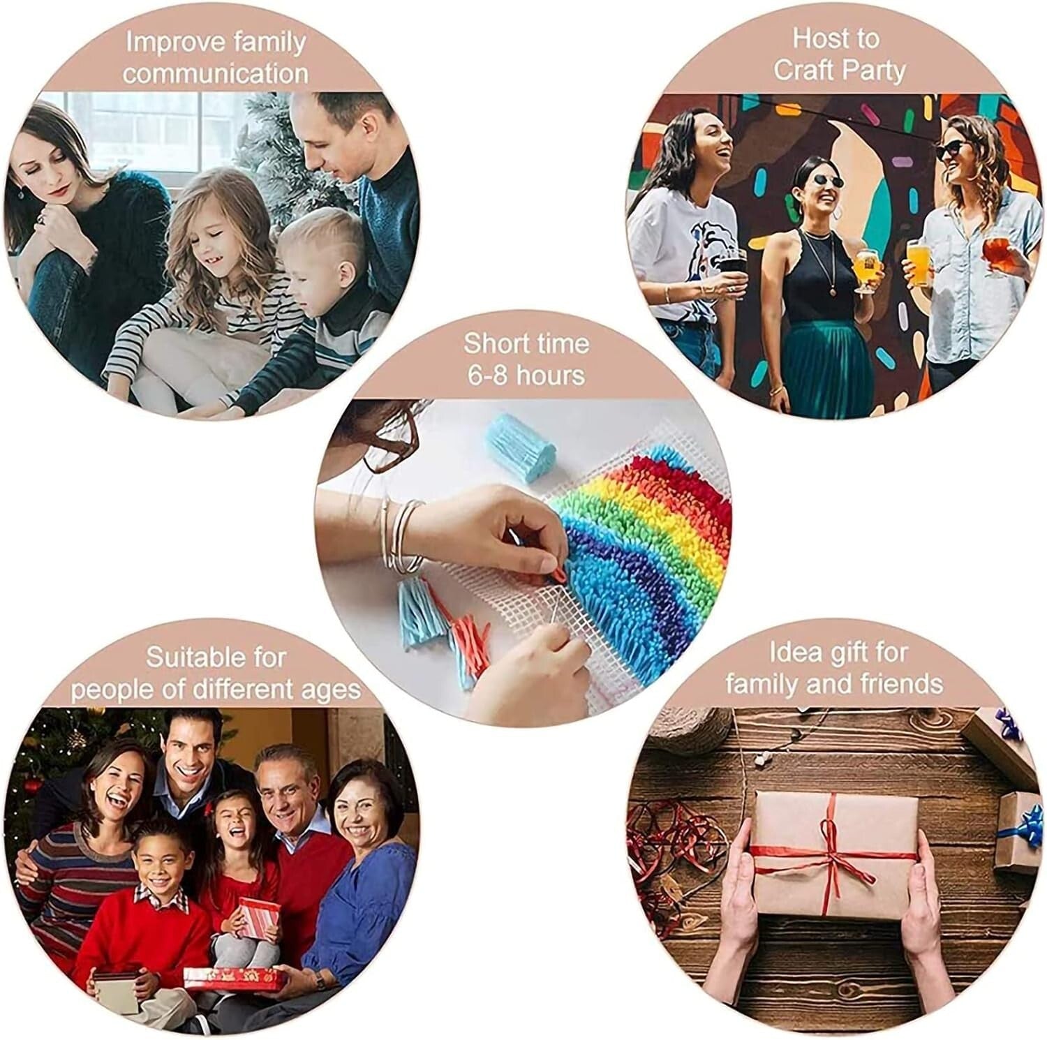 Eco-Friendly Snow Wolf Latch Hook Rug Kit for Adults - Family Craft Project