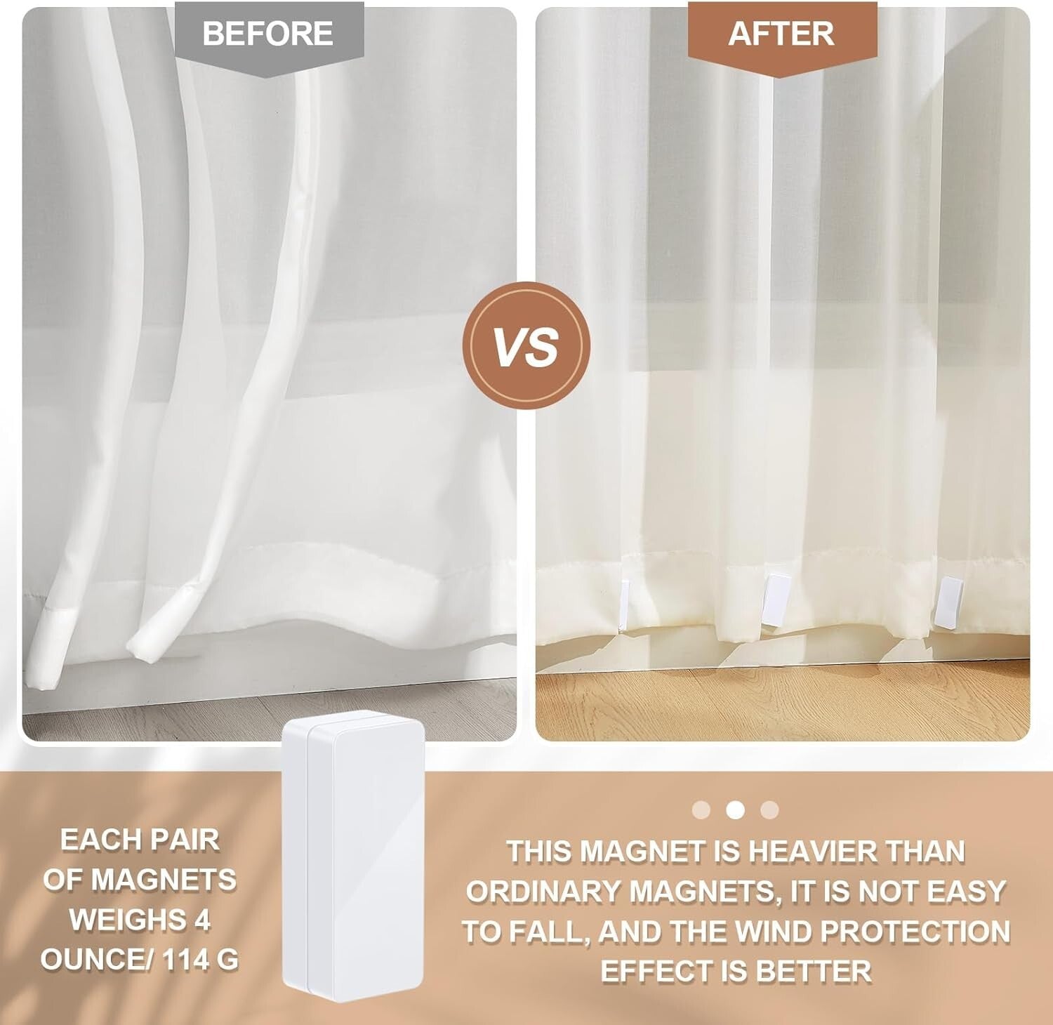 Elegant White Outdoor Curtain Weights - 24pcs, Wind-Resistant and Portable