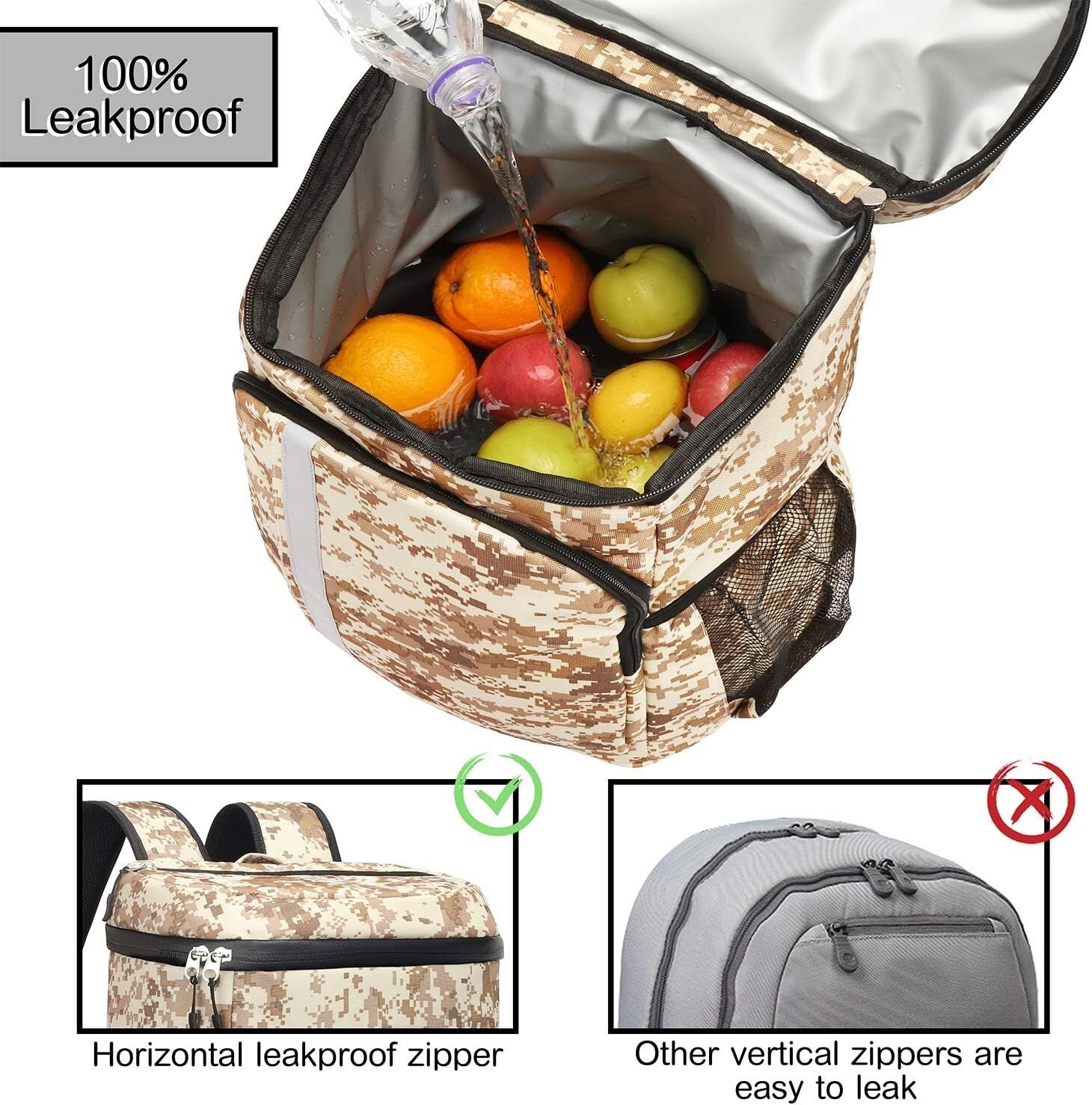 Stylish Camouflage Insulated cooler Backpack - Ideal for Hiking, Camping & Beach