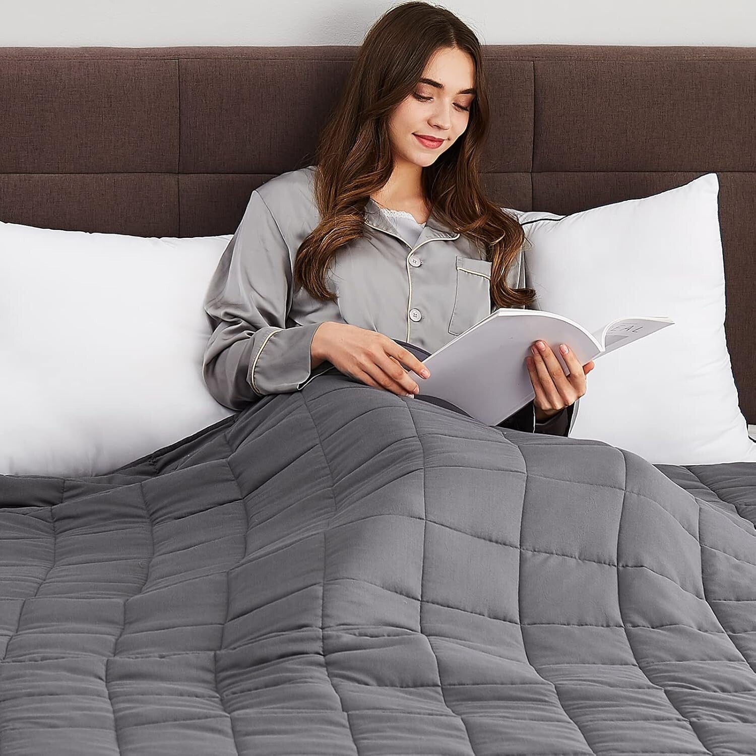 Cooling & Heating Weighted Blanket for Adults 15lbs - 48x72 Gray Comfort